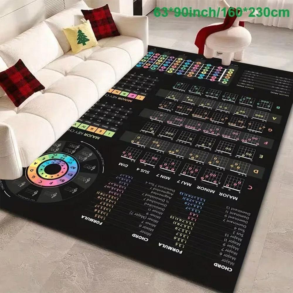 3D Guitar Chords Theory Chart Music Carpet Rug for Bedroom Living Room Home Sofa Decoration Children Game Large Decor Floor Mat