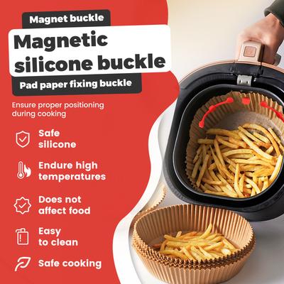 4Pcs Air Fryer Magnet Heat Resistant Magnetic Silicone Buckle Firm Adhesion Air Fryer Liner Magnet Silicone Buckle for Baking