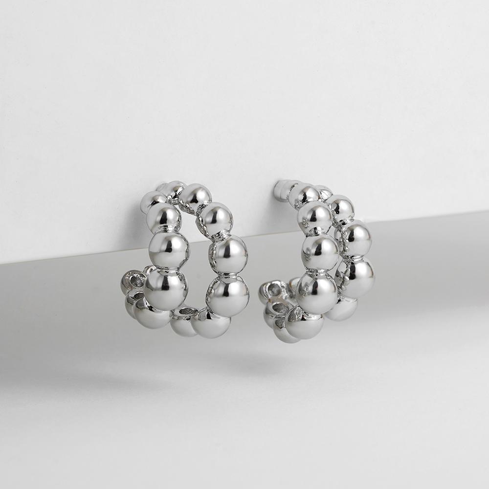 

New Trendy Copper Color Beads Hoop Earrings for Women Girls Vintage Circle Huggie Ear Buckle Small Piercing Zircon Party Gifts