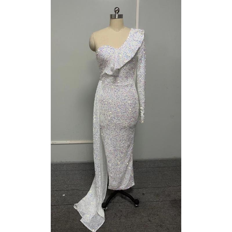 Весеннее и осеннее женское платье, горячее золотое распашное сексуальное длинное банкетное вечернее платье со шлейфом S