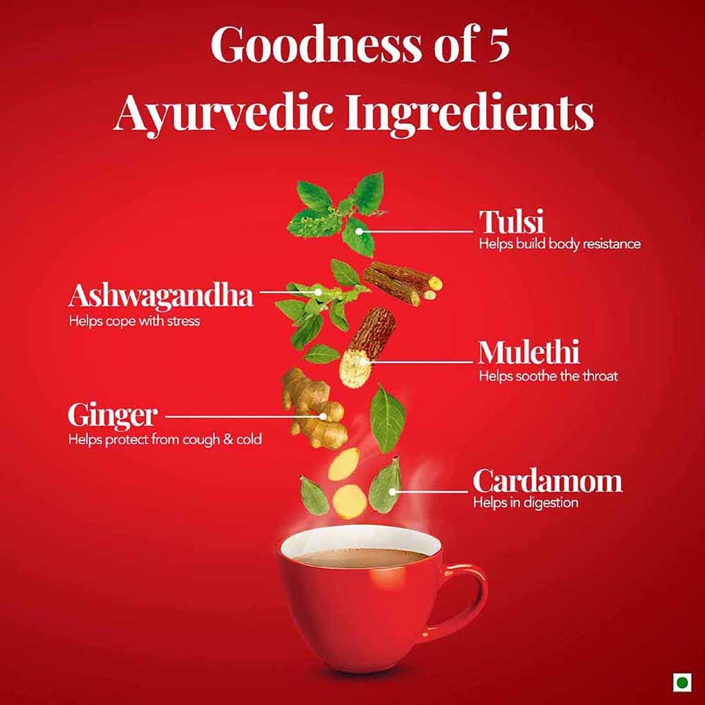 Brooke Bond Red Label Natural Care Tea 500/575 g Pack With 5 Ayurvedic Ingredients Black Tea