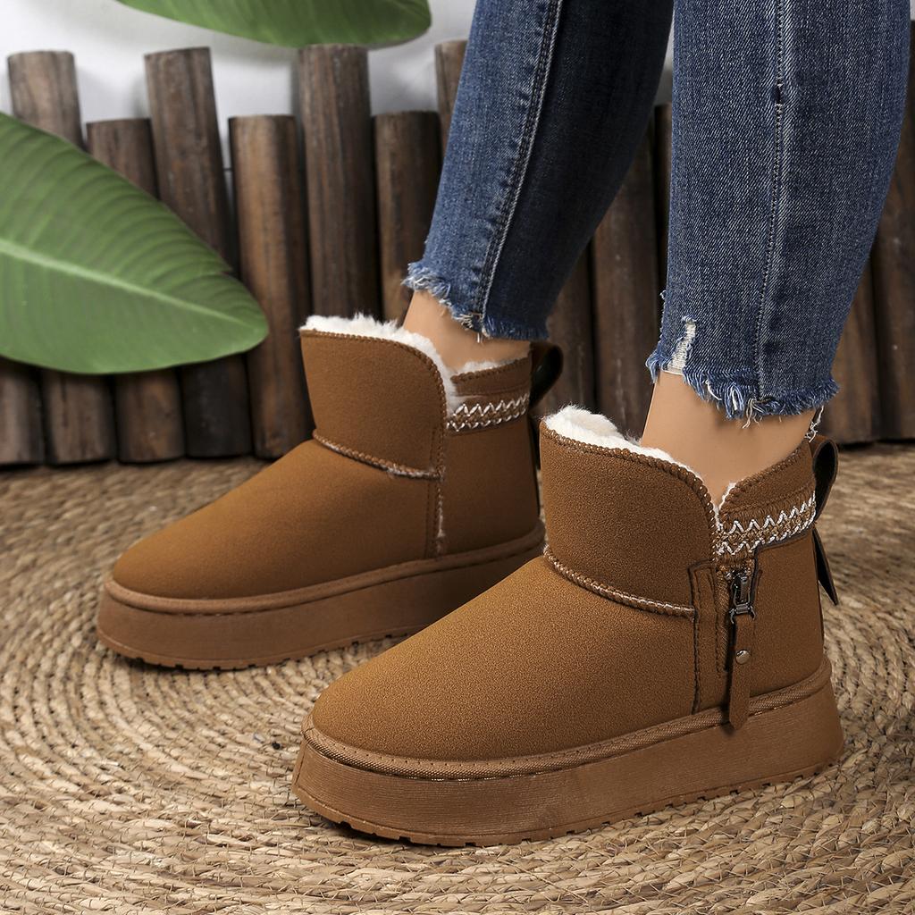 Fashion Women Thick Bottom Snow Boots Winter Warm Cotton Shoes Women Round Toe Leisure Style Flat Ankle Boots Women Zapatos De Mujer