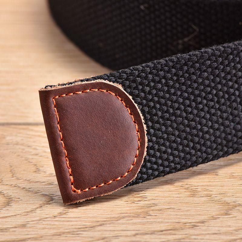 Fashion Casual Men Canvas Belt Double Ring Metal Buckle Colorful Waistband Luxury Jeans Belts for Women Strap Male Gray