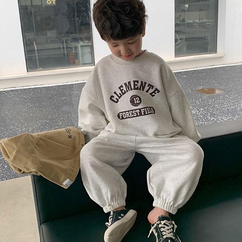 2023 Trendy Jungen Brief Print Dünne Pullover & Jogginghose Zwei-Stück Herbst Set