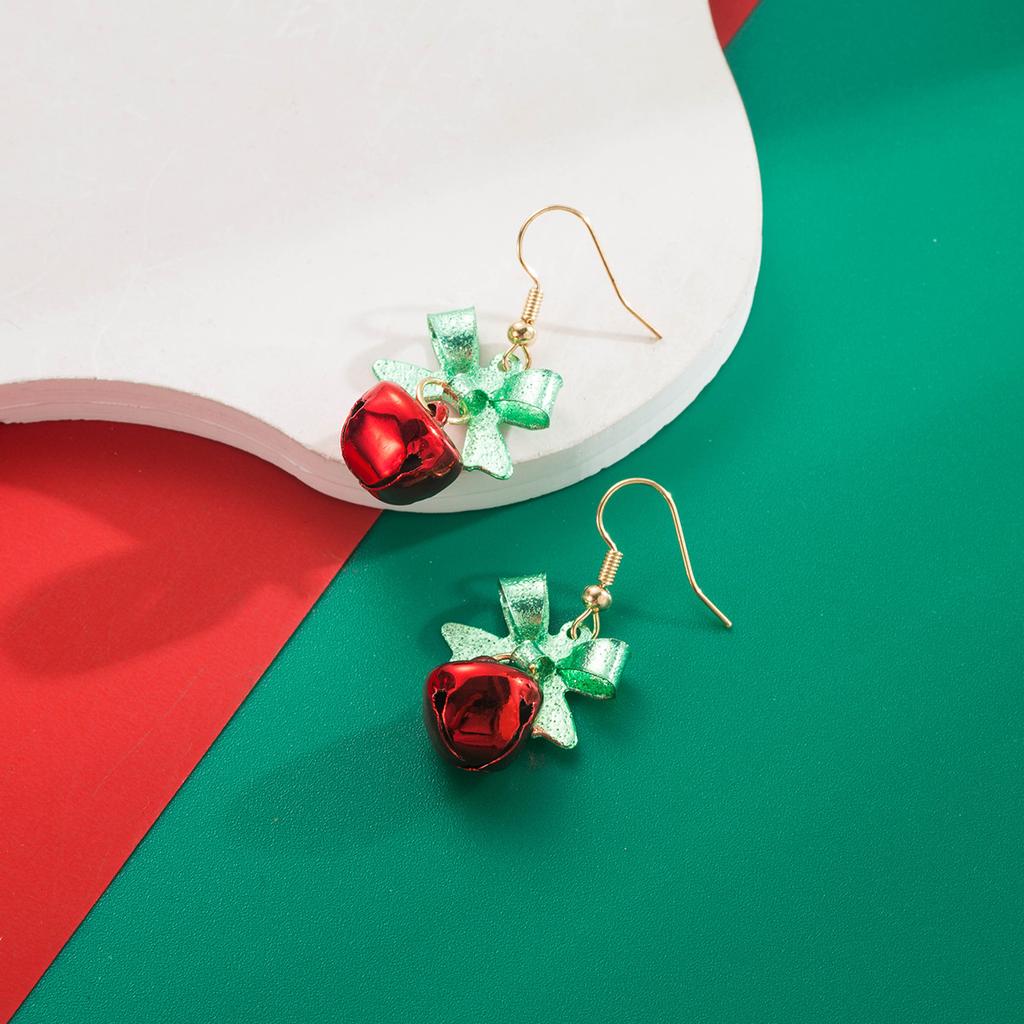 Christmas Element Earrings for Women Fashion Versatile Colorful Snowflake Bell Light Bulb Oil Drop Ear Hooks