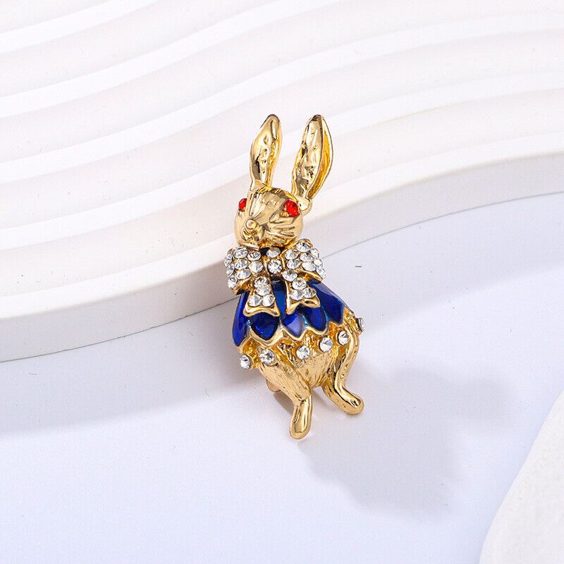 

SKEDS Women Girls Exquisite Full Crystal Rabbit Badges Pin Fashion Luxury Rhinestone Animal Series Cute Student Bag Brooches