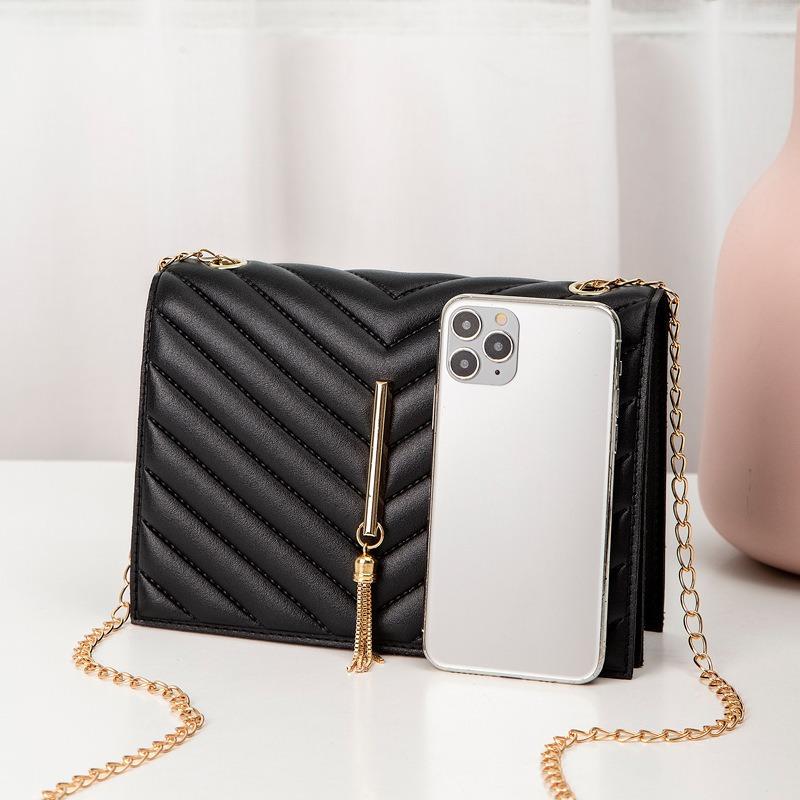 Tassel small square bag women's bag small bag women's embroidery chain bag diamond messenger bag