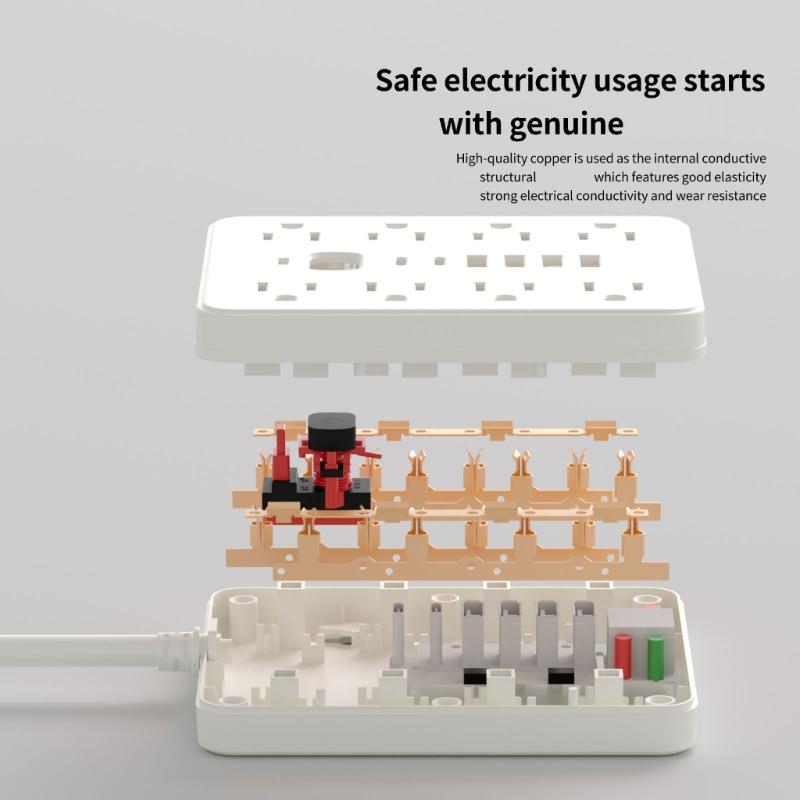 Multifunctional Power Strips Desktop Charging Station 5ft Extension Cord Desktop Receptacle for Office and Travel