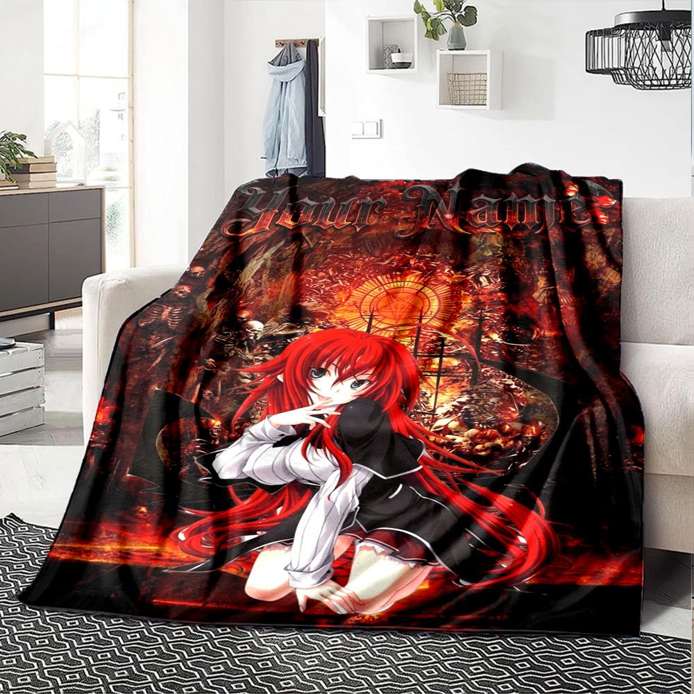 Name Custom Rias Gremory Print Flannel Blanket High Quality Warm Comfortable Cover for All Seasons Perfect for Gifts Home Decor
