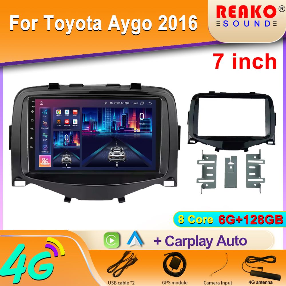 Car Radio Multimedia Player Android For Toyota Aygo 2015 Peugeot 108 2020 Citroen C1 2015-2022 GPS Navigation Carplay Auto