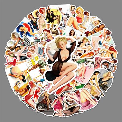50 Retro Posters Girl Doodle Personalized Sexy DIY Skateboard Water Cup Suitcase Stickers Waterproof