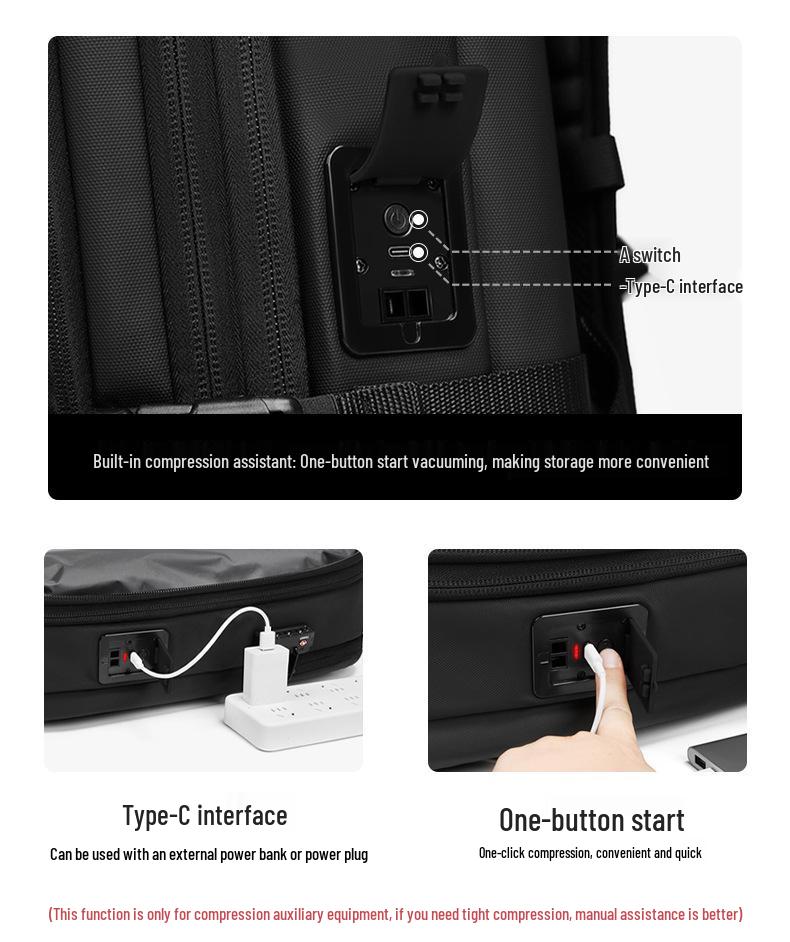 Bestselling Waterproof One-Button Vacuum Compression Backpack for Business and Travel with Large Capacity and Multifunctional Design.