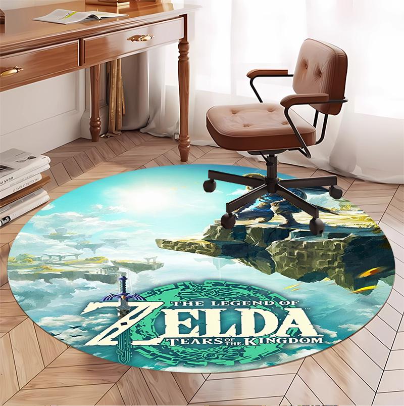Video Games Pattern Round Rug, Indoor/Outdoor Mat, for Picnic, Gameroom, Bedroom, Office, Living Room, Home Decor Carpet, Birthday Gift