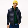 Tommy Hilfiger Quilted Padded Panel Contrast Trim Stand Collar Double Zipper Cardigan Sweatshirt Men Outerwear MW0MW41329
