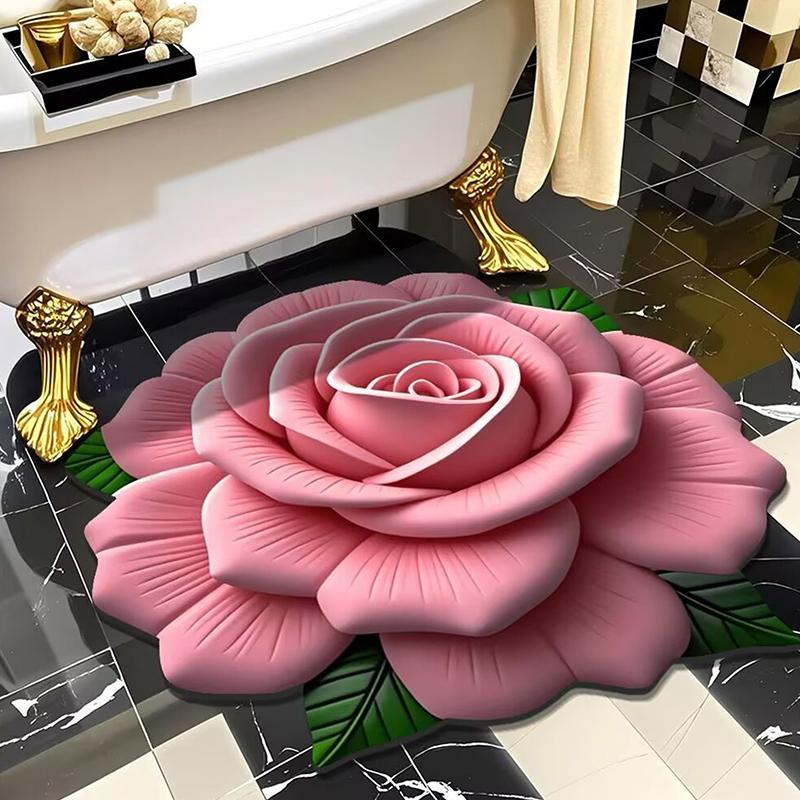 New Flower Carpet Special-Shaped Soft Peony Floor Mat Durable 40X40Cm Non-Slip Absorbent Bathroom Floor Mat