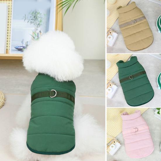 

Pet Cotton Coat Soft Simple Style with Tow Ring Stand Collar Keep Warm