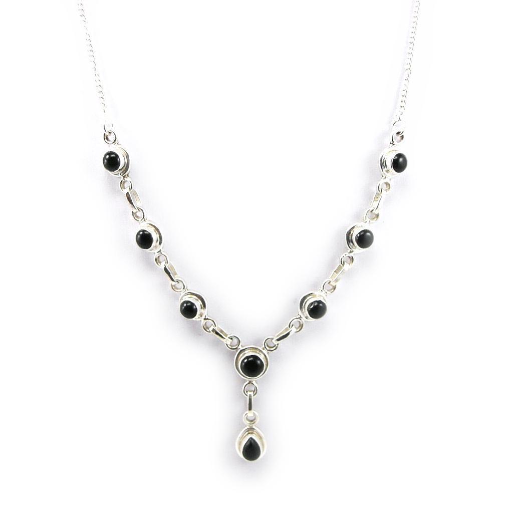 Les Trésors De Lily [F7841] - Silver 'Heaven' Onyx Necklace
