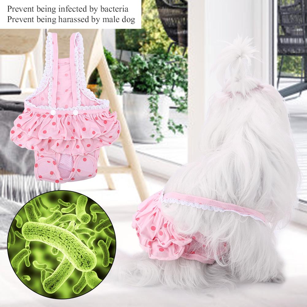 

Cotton Breathable Sweet Dots Menstrual Sanitary Suspender Pants for Pet Dog Puppy(Pink, S) S