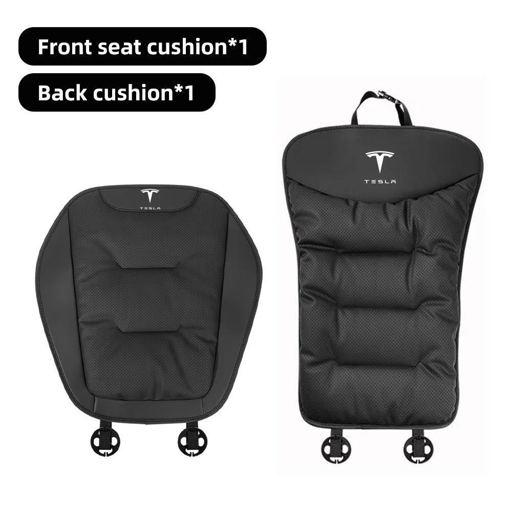AMJ1 Car Seat Cushion Cover For Tesla Model 3 S X Y Juniper Cybertruck Breathable Nappa Leather Seat Protection Pad Car Accessories