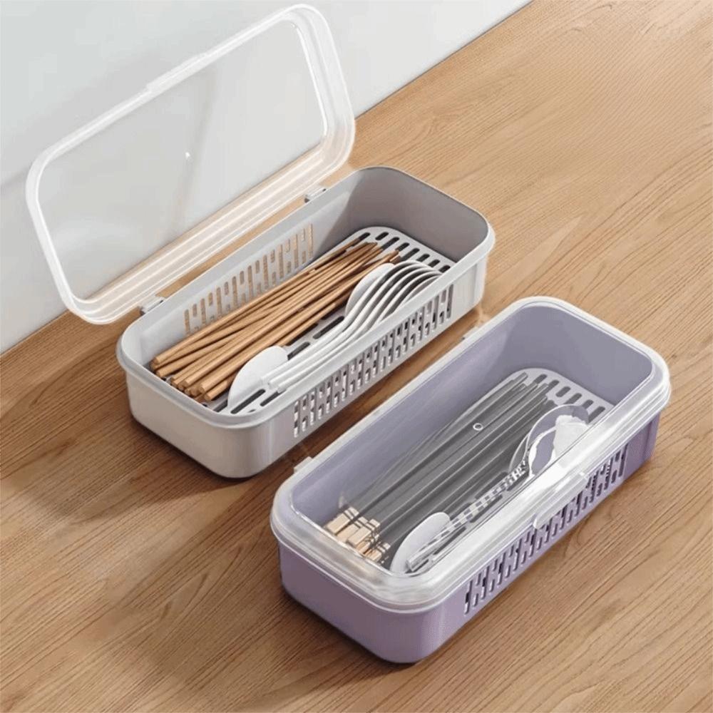 Rectangular Shape Chopstick Drying Box Single Layer Tableware Storage Case Kitchen Use