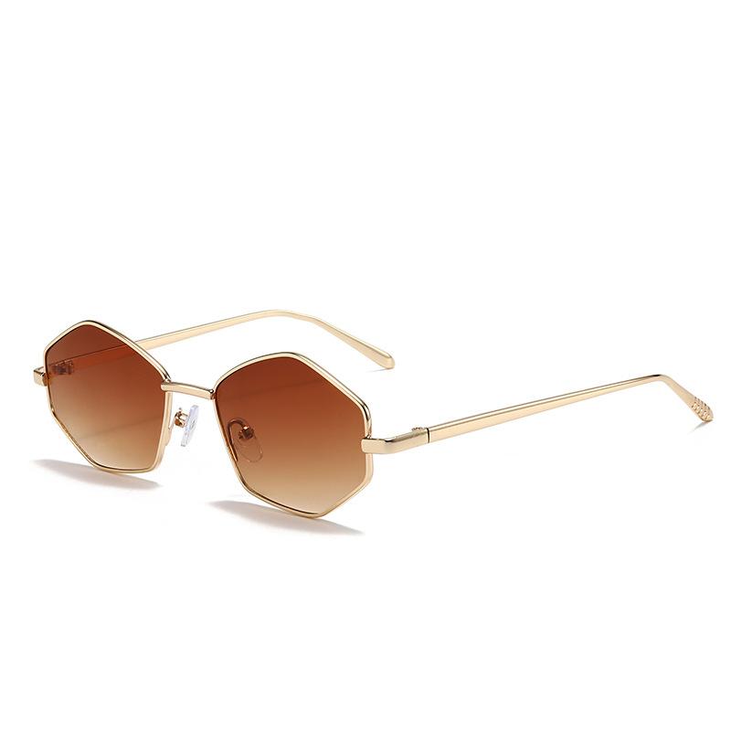 European and American new metal multilateral rhombus sunglasses women's high-end fashion sunglasses sun protection hip-hop glasses men