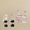 2 Pcs Couple Rings Sunglasses Shape Rhinestone Decor Adjustable Polished Open Ring Alloy Anniversary Gift Finger Jewelry
