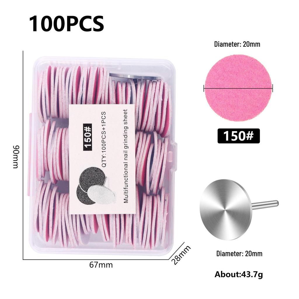 Nail Art Sand Disc for Polishing, Shaping, and Filing Extension Nails - 100 Pieces