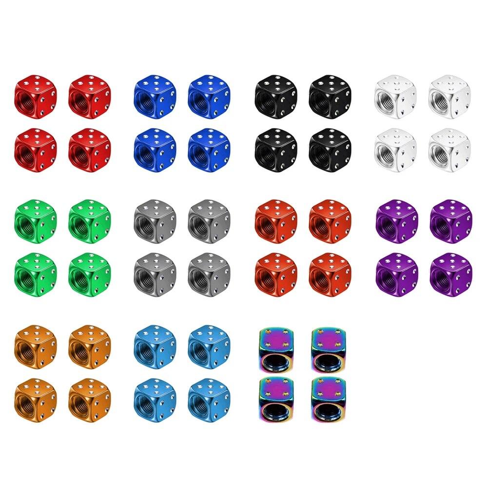 4X Dice Style Tire Valve Stem Caps Car Nipple Caps Stems Covers Tyre Air Valve Dustproof Wheel Cap For Cars Motorcycles Bicycle