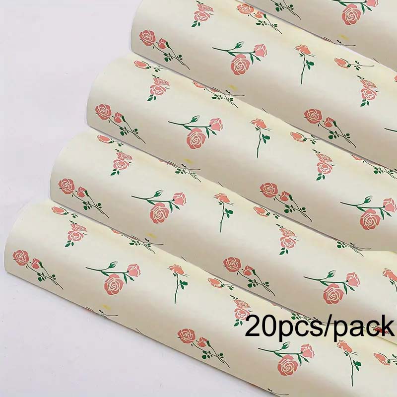 

20 шт./уп. Тишью Подарочная упаковочная бумага с узором розы Упаковочная бумага для художественных поделок, оберточная бумага для цветочного букета, свадебный цветочный декор, бумага 20pcs/pack