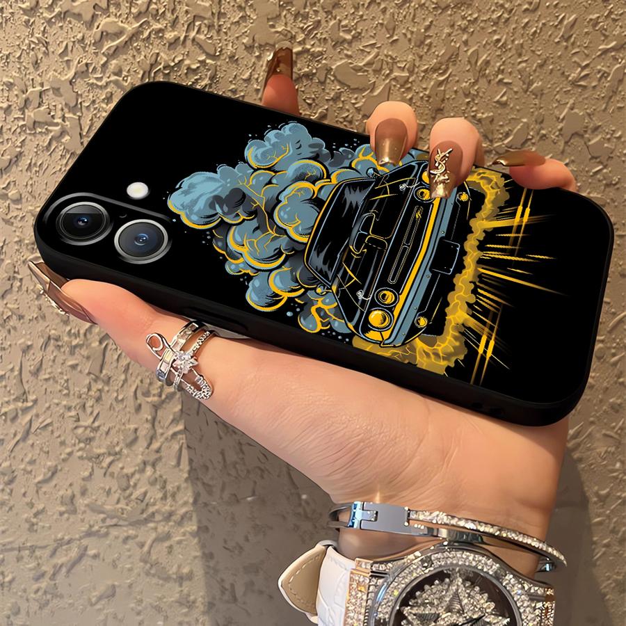 Retro Cartoon Car Case for Apple iPhone 17 Pro Max 12 XR XS MAX 14 15 Pro 7 8 16 Air 11 13 Funda Phone Cover