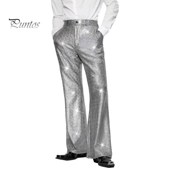 

Мужские блестящие брюки с пайетками, брюки в стиле ретро с эластичной резинкой на талии, широкие брюки для ночного клуба, дискотеки, выступления на сцене, хип-хоп-бара XL