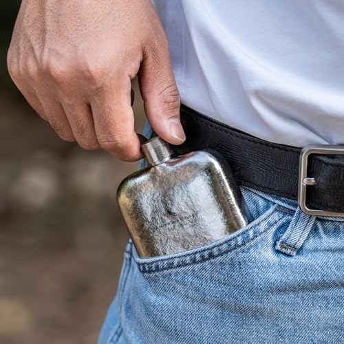 Boundless Voyage Titanium Hip Flask, Gold, 170ml Capacity, Lightweight Flask with Funnel, for Outdoor Camping, Model Ti3263D (Silver), 4 Colors