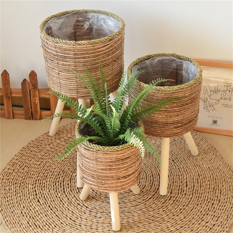 Rattan Pflanzkorb Innen Handgewebte Blumentöpfe für Pflanzgefäße Blumen Töpfe Pflanzentöpfe Dekorationen Wäschekorb Haushalt