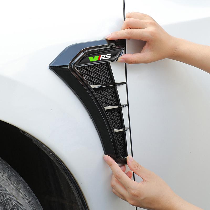 AAAIY1 2pcs Carbon Black Car Side Wing Fender Sticker Decals Body For Skoda VRS Octavia Kamiq Kodiaq Karoq RS Superb Fabia Accessoies