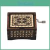 Palmsize Box Vintage Wooden Music Hand Crank Wood Case Musicbox Beautiful Carved Wooden Musical
