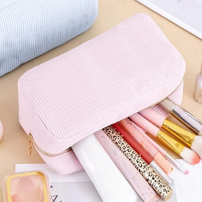 Niedliche Cord Kosmetiktasche für Mädchen Geräumige Make-up-Tasche Strapazierfähiger Schreibwaren-Organizer Federmäppchen Schul- Bürobedarf