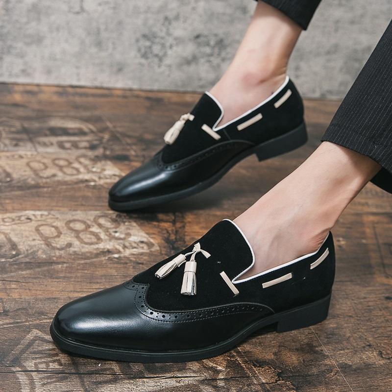 Luxury Brand Tassels Suede Patchwork Loafers Men Wedding Party Dress Shoes Designer Male Formal Footwear Sapatos Tenis Masculino