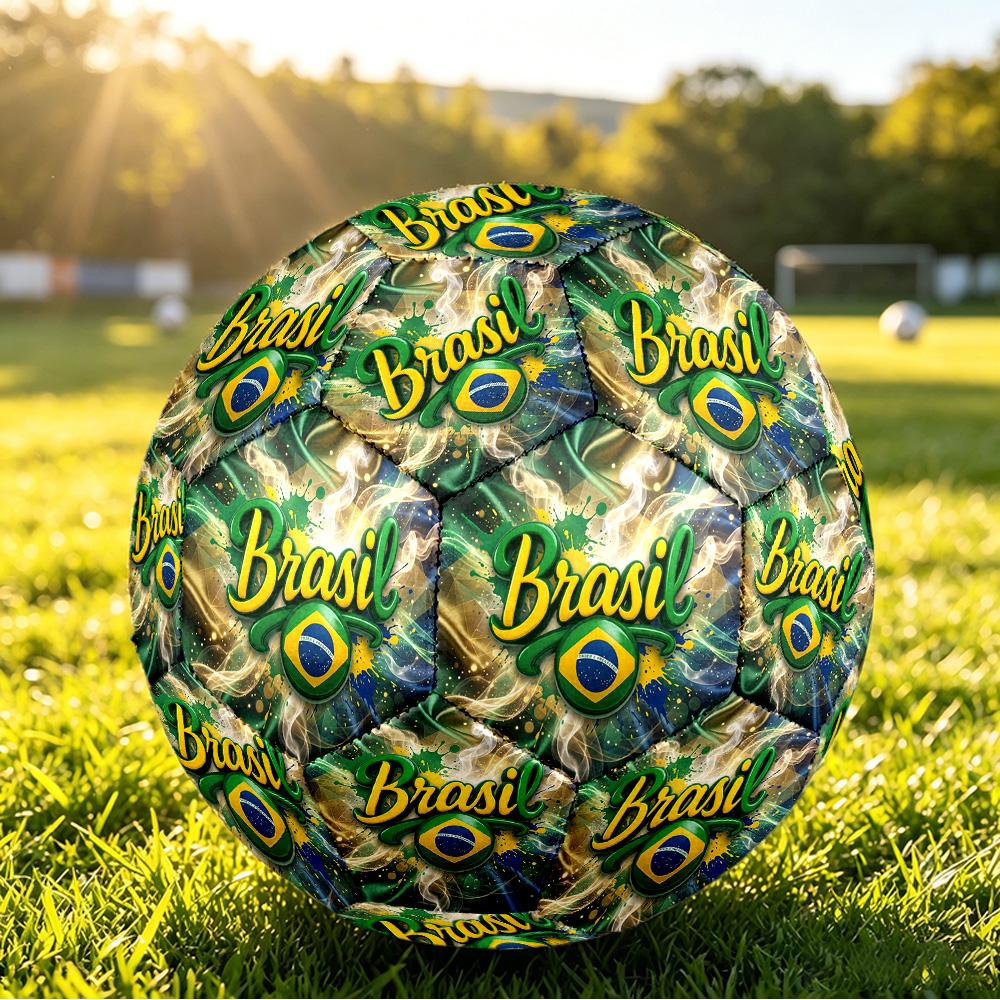 Brasilien Fußball Aufdruck Größe 5 Fußball Ball Verschleißfest Standard Erwachsenen Trainingsfußball Fan Geschenk für Indoor Outdoor Spiel Sport