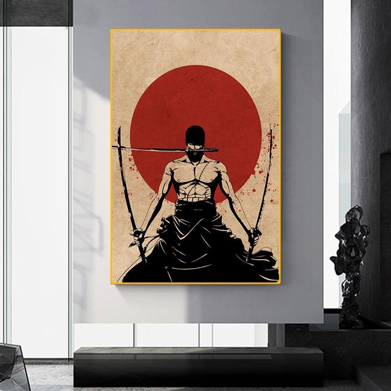 

Classic Anime Figure One Piece Canvas Painting Roronoa Zoro Poster Print Mural Picture Wall Art Children Room Home Decor Cuadros 21X30CMNo Framed