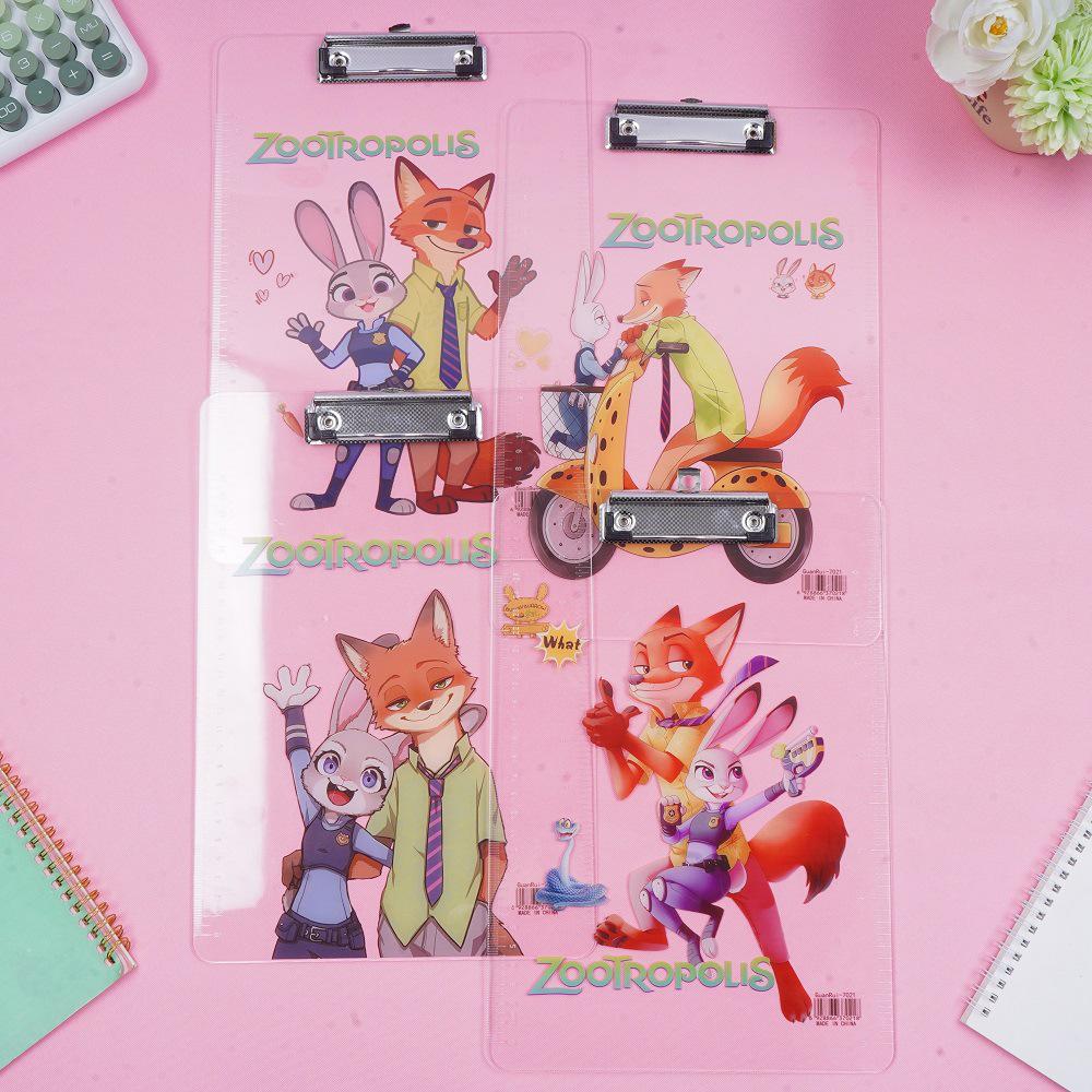 Innovative Zootopia A4 Acrylic Clip Transparent Writing Mat with Cartoon Design