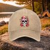 Strawberry Skull Print Baseball Cap Washed Cotton Adjustable Outdoor Casual Snapback Hat for Unisex