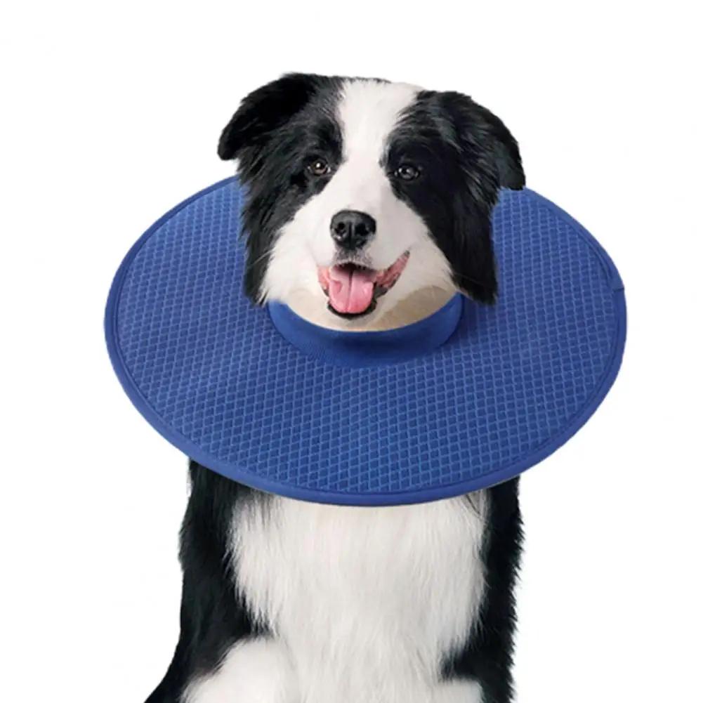 

Pet Collar Soft Anti-licking Anti-bite Cool Absorbent Adjustable Breathable Mesh Dog Recovery Collar for Post-Surgery Healing S темно-синий
