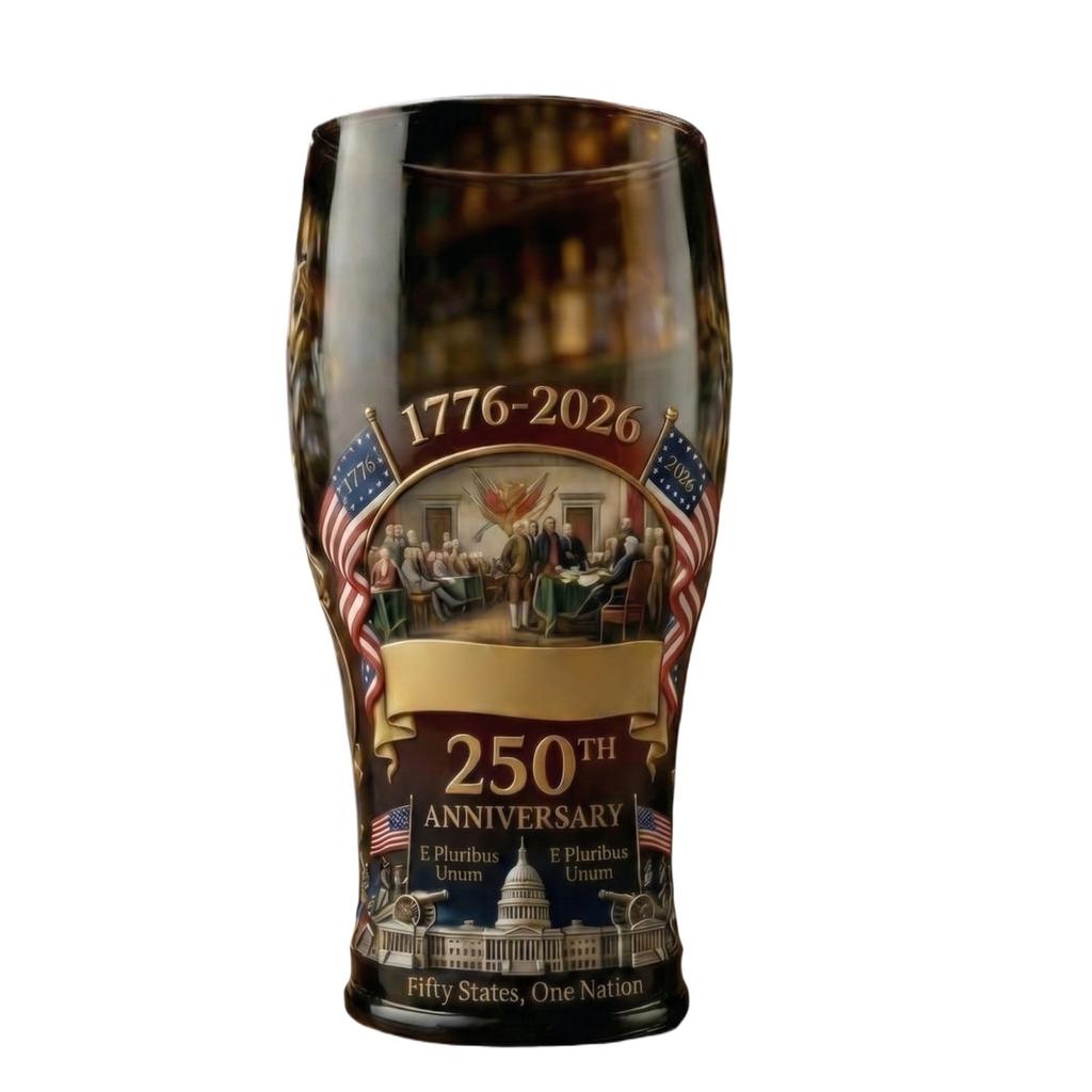 Commemorative 250th Anniversary Glass Beer Mug 1776 2026 Patriotic Glassware for Independence Celebration Gift for Grandfather