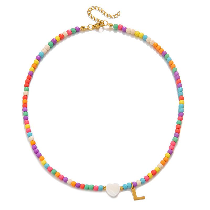 2026 New Colorful Beaded Initial Letter Necklaces for Girls Women Handmade Beads Choker Bohemian Necklace Jewelry Gift Wholesale