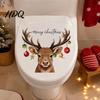 Removable PVC Wall Art Christmas Elk Toilet Seat Cover Sticker Cartoon Reindeer Lid Waterproof Glass Stickers Decal Self-Adhesive Bathroom