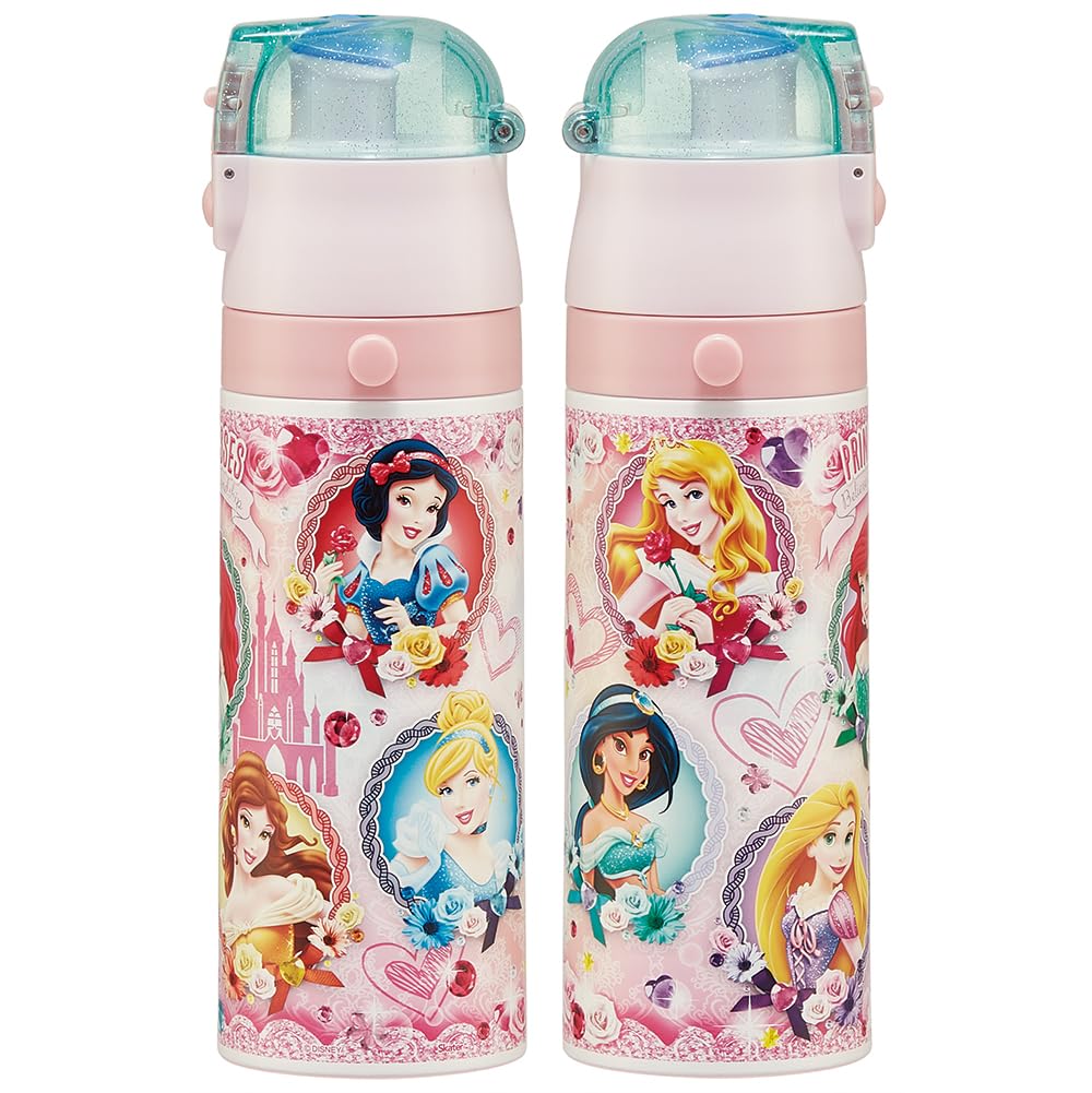 Skater Water 470ml or 430ml Disney Princess Stainless Sports Children's Bottle, 2-Way, (Direct Drinking) (Cup Drinking), Design, 24-inch, Girls,