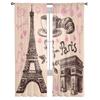 Paris Eiffel Tower And Bakery Chiffon Sheer Curtains for Living Room Bedroom Kitchen Decoration Window Voiles Tulle Curtain