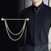 Korean Metal Taseel Chain Brooch French Shirt Collar Pins for Men Wedding Party Badge Fashion Jewelry Clothing Accessories