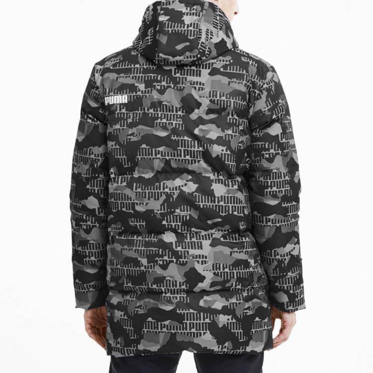 Puma Kapuzen-Daunenjacke mit Camouflage-Print für Herren Oberbekleidung Schwarz-Camo 585502-02