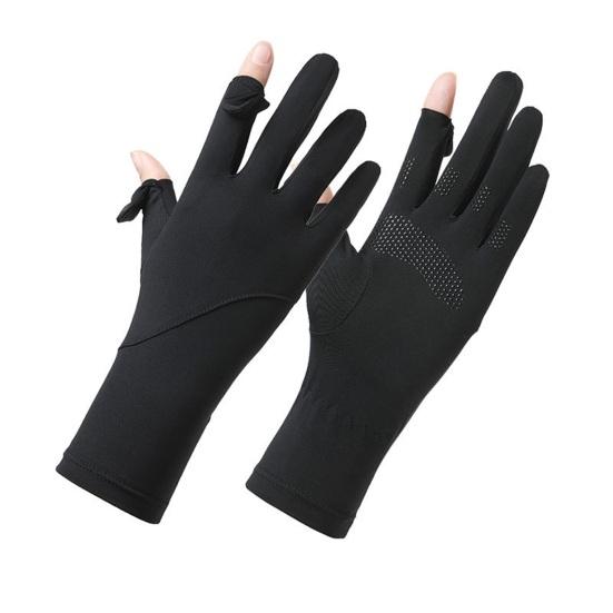 UV Protection Cooling Gloves Full Finger Sun Protection Gloves Anti Slip Palm Ultra Thin чёрный